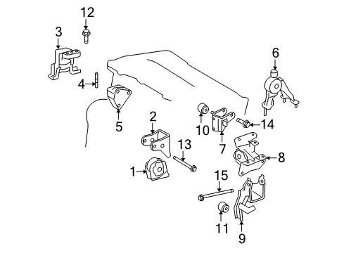 2010 Pontiac Vibe Engine & Trans Mounting Front Mount Bracket Diagram for 88975598