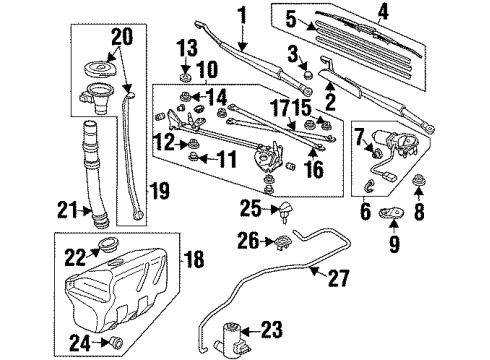 1997 Acura CL Wiper & Washer Components Seal A Diagram for 76515-SM4-013