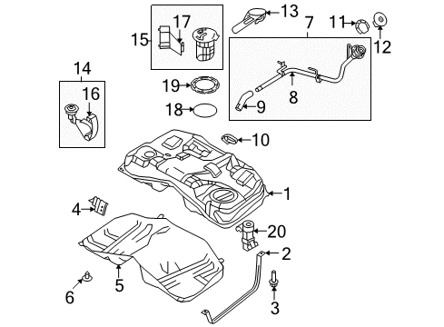 2012 Lincoln MKZ Fuel System Components Fuel Tank Diagram for CE5Z-9002-D