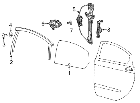 2016 Dodge Dart Rear Door - Glass & Hardware WEATHERSTRIP-Rear Door Flush Glass Diagram for 68082823AG