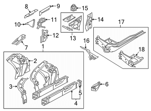 2022 BMW M850i xDrive Gran Coupe Structural Components & Rails Bulkhead Plate, A-Pillar Left Diagram for 41217421799