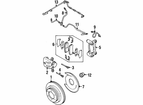 2001 Isuzu VehiCROSS Rear Brakes Pin, Adjuster Diagram for 8-97160-823-0