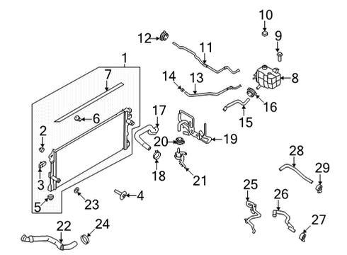 2022 Ford Bronco Radiator & Components Mount Bracket Bolt Diagram for -W710309-S439