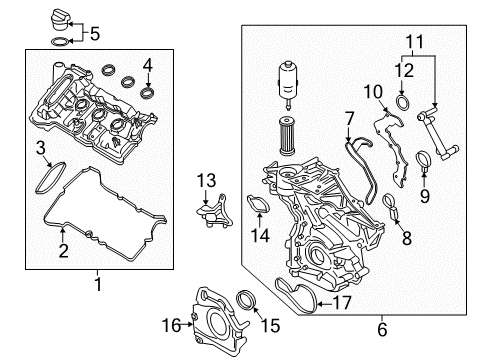 2016 Ford Edge Valve & Timing Covers Plate Screw Diagram for -W500813-S437