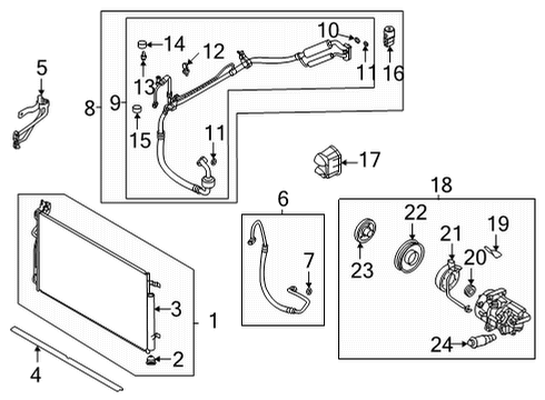 2022 Hyundai Tucson A/C Condenser, Compressor & Lines Bolt Diagram for 976472F816