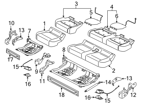 2018 Ford F-150 Rear Seat Components Seat Cushion Pad Diagram for FL3Z-16632A22-K