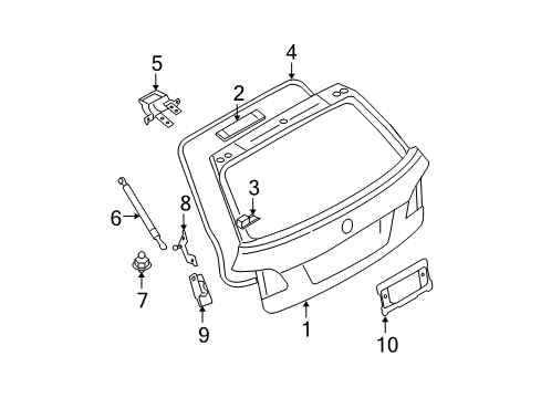 2010 BMW 535i xDrive Gate & Hardware Bracket Gas Press.Spring Left Diagram for 51247071595