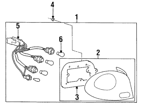 1995 Hyundai Accent Bulbs Lens & Housing-Rear Combination Lamp, RH Diagram for 92420-22250