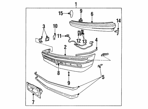 1993 Cadillac Allante Front Bumper Shield Diagram for 1638121