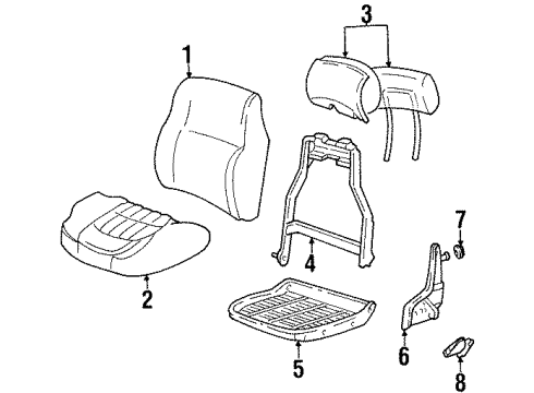 1996 Chevrolet Lumina Front Seat Components CUSHION, Front/Rear Diagram for 16796943