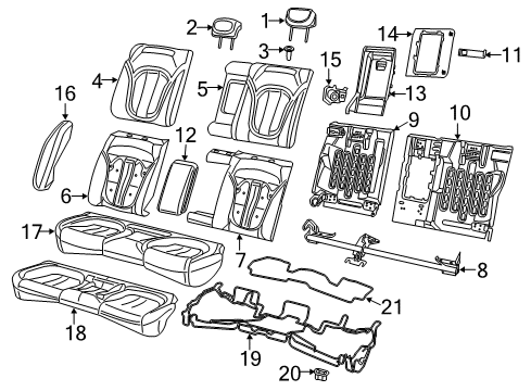 2016 Chrysler 200 Rear Seat Components Seat Cushion Rear Foam Diagram for 68084561AF