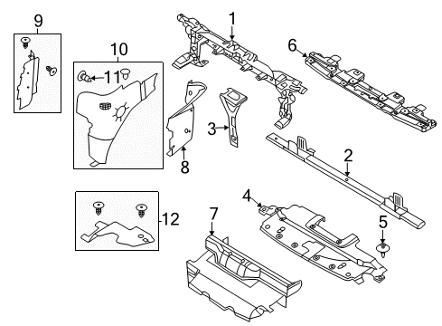 2007 Ford Expedition Radiator Support Sight Shield Diagram for 7L1Z-19E525-AA