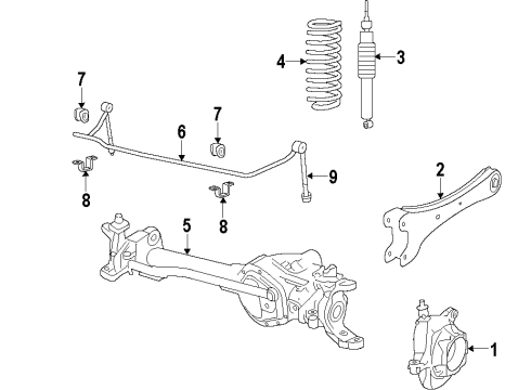2008 Ford F-350 Super Duty Front Axle, Stabilizer Bar, Suspension Components Shock Diagram for 7C3Z-18124-NJA