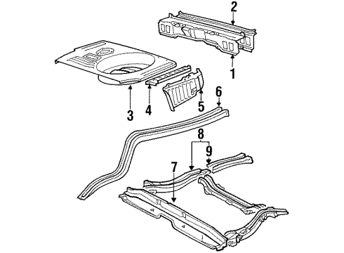 1987 Toyota Tercel Rear Body Pan, Center Floor Diagram for 58211-16900