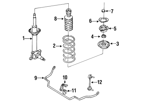 1993 Infiniti J30 Front Struts & Suspension Components, Stabilizer Bar & Components Front Spring Diagram for 54010-0P002