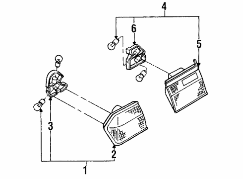 1995 Infiniti G20 Tail Lamps Lamp Assembly-Rear Combination, LH Diagram for B6555-78J10