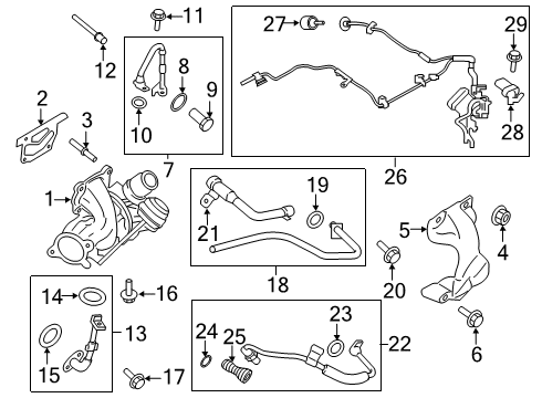 2018 Ford Explorer Turbocharger Oil Inlet Tube Diagram for GB5Z-6K679-C