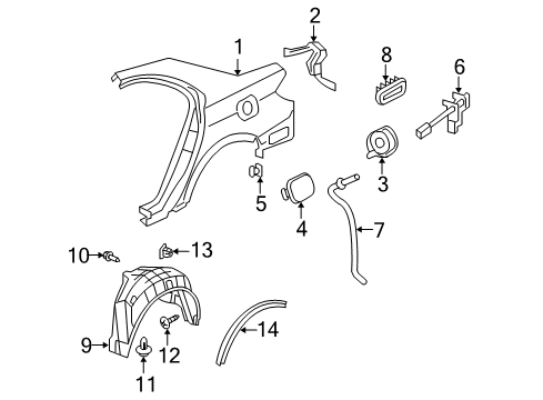 2009 Acura RL Fuel Door Tube Assembly, Fuel Filler Pipe Drain Diagram for 74474-SJA-A00