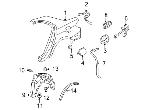 2011 Acura RL Fuel Door Fender, Right Rear (Inner) Diagram for 74551-SJA-A03