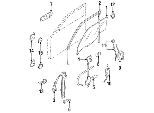 1993 Ford Escort Door Glass & Hardware, Lock & Hardware Manual Regulator Diagram for F1CZ6123200A