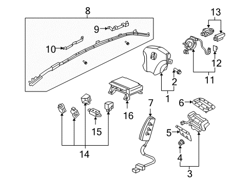 2010 Acura RL Air Bag Components SRS Unit (Denso) Diagram for 77960-SJA-L03