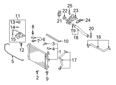 2007 Kia Rondo Powertrain Control Housing Assembly-Thermostat Diagram for 2562025002