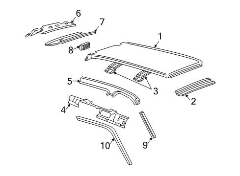 2006 Lincoln Navigator Roof & Components Weatherstrip Diagram for 4L1Z-7851223-B