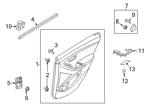 2014 Hyundai Elantra GT Rear Door Weatherstrip-Rear Door Belt Inside LH Diagram for 83231-A5000