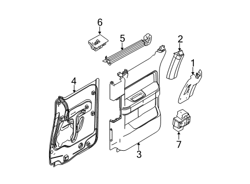 2010 Ford F-150 Front Door Door Trim Panel Diagram for AL3Z-1827407-BA