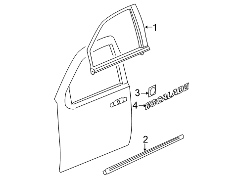 2014 Cadillac Escalade Exterior Trim - Front Door Body Side Molding Diagram for 22756712
