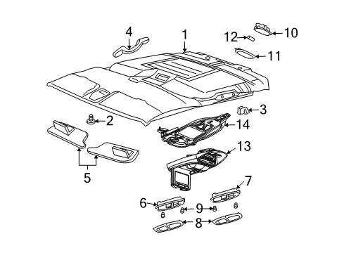 2004 Buick Rainier Interior Trim - Roof Overhead Console Retainer Diagram for 10280777