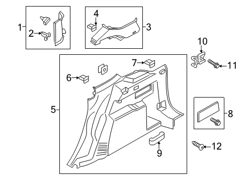 2015 Ford Escape Interior Trim - Quarter Panels Cover Panel Diagram for CJ5Z-78047A62-AA