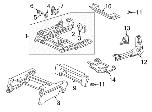 2008 Honda Pilot Power Seats Cover, FR. Seat Track End Diagram for 81511-S0X-J61