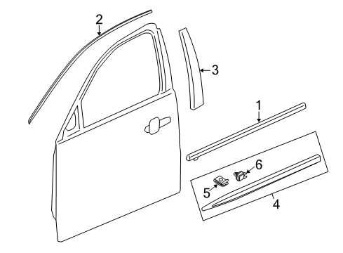 2014 Cadillac XTS Exterior Trim - Front Door Body Side Molding Diagram for 22760477