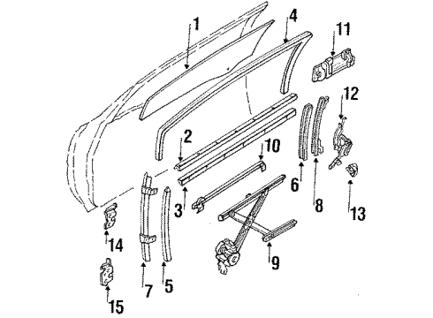 1990 Toyota Corolla Door - Glass & Hardware Run Channel Diagram for 68151-12120