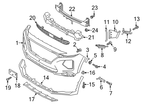 2019 Hyundai Santa Fe Front Bumper Bracket Assembly-FR Bumper Side, RH Diagram for 86552-S2000