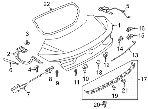 2020 BMW 840i xDrive Gran Coupe Trunk Lid & Components TRUNK LID GASKET Diagram for 51767453766