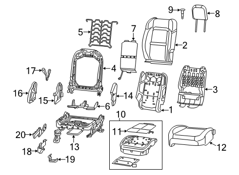 2021 Jeep Gladiator Front Seat Components Cover-Front Seat Cushion Diagram for 6PT87NR3AG