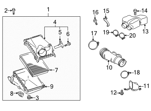 2014 Toyota FJ Cruiser Air Intake Resonator Diagram for 17893-31130