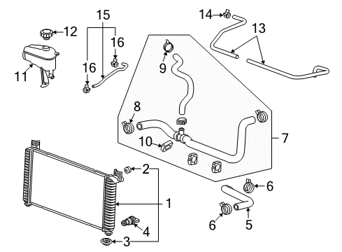 2015 Chevrolet Silverado 1500 Radiator & Components Radiator Diagram for 84164905