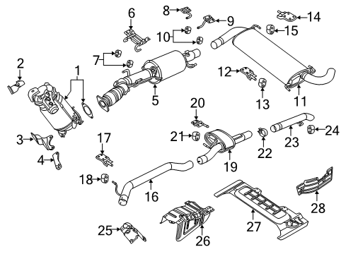 2017 Ram ProMaster 2500 Exhaust Components Exhaust Resonator And Tailpipe Diagram for 52022463AB