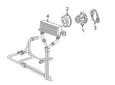 1992 Ford E-350 Econoline Water Pump, Trans Oil Cooler Transmission Cooler Diagram for F6UZ-7A095-BA