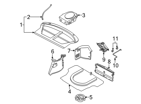 2003 Kia Spectra Interior Trim - Rear Body Holder-Rod Diagram for 0G03056176