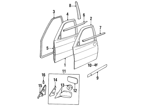 1994 Saab 900 Front Door Pivot W/WPR Right Diagram for 4389235