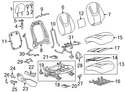 2012 Chevrolet Volt Passenger Seat Components Lever Cap Diagram for 20933991