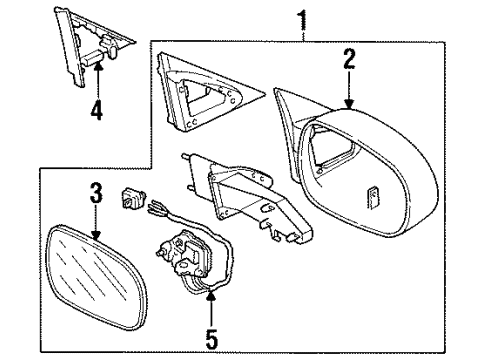 1999 Acura CL Outside Mirrors Mirror Assembly, Passenger Side Door (Milano Red) (Heated) Diagram for 76200-SY8-C02ZK