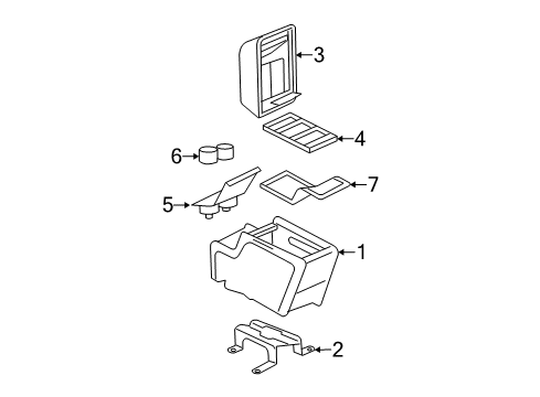 2005 Mercury Mountaineer Rear Console Cup Holder Diagram for 4L2Z-7813562-AAB