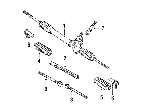 1991 Toyota Corolla Steering Column & Wheel, Steering Gear & Linkage Steering Rack Diagram for 45521-20030