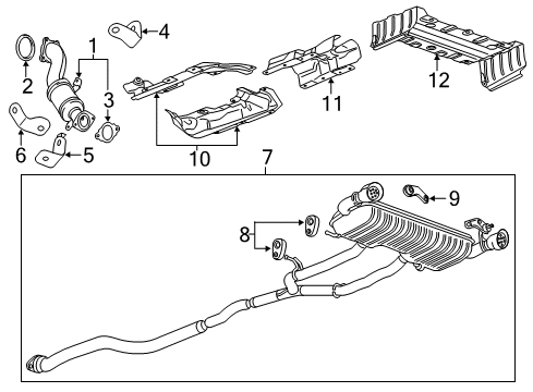 2018 Chevrolet Camaro Exhaust Components Converter & Pipe Brace Diagram for 25203351