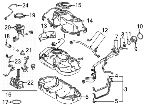 2021 Toyota RAV4 Prime Fuel System Components Plate Diagram for 77024-42170